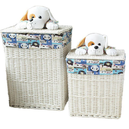 Panier à Linge en Osier Doublure Tissu Cartoon