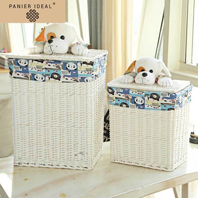 Panier à Linge en Osier Doublure Tissu Cartoon