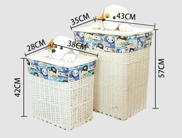 Panier à Linge en Osier Doublure Tissu Cartoon