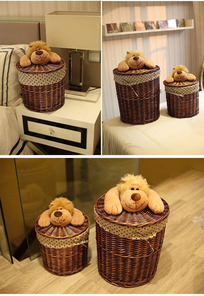 Panier à Linge en Osier Marron Petit Lion