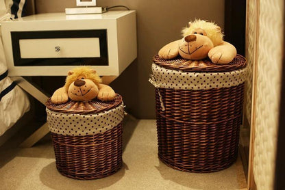 Panier à Linge en Osier Marron Petit Lion