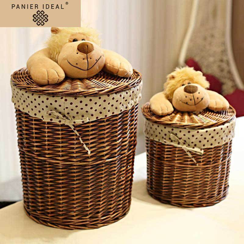 Panier à Linge en Osier Marron Petit Lion