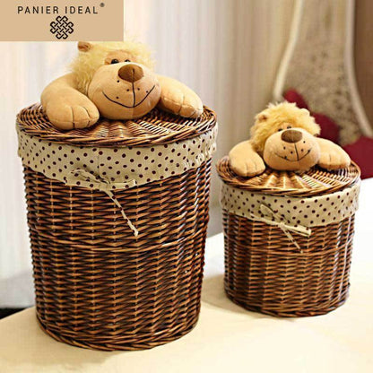 Panier à Linge en Osier Marron Petit Lion