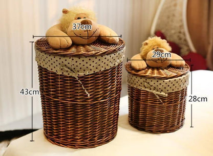 Panier à Linge en Osier Marron Petit Lion