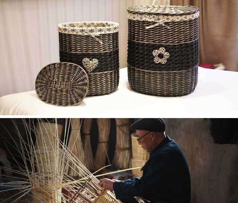 panier en osier tressé à la main 