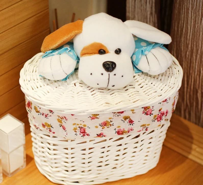Panier à Linge en Osier Ovale Blanc Fido