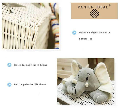 Panier à Linge en Osier Peluche Éléphant