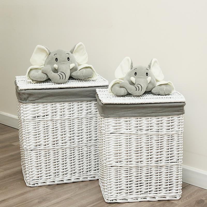 Panier à Linge en Osier Peluche Éléphant