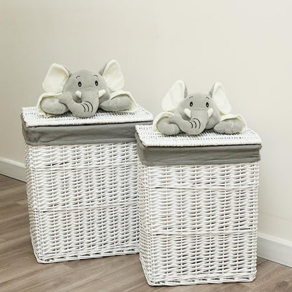 Panier à Linge en Osier Peluche Éléphant