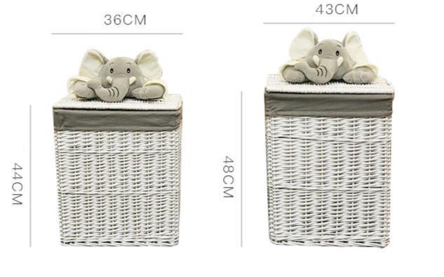 Panier à Linge en Osier Peluche Éléphant
