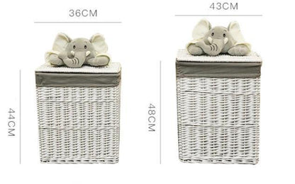 Panier à Linge en Osier Peluche Éléphant