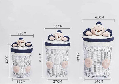 Paniers à Linge Ronds en Osier blancs