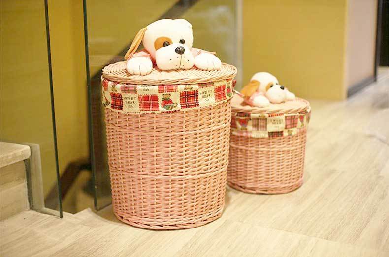 Panier à Linge en Osier  Rose Milo