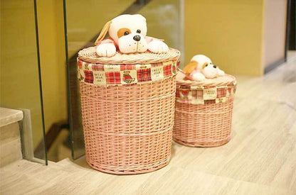 Panier à Linge en Osier  Rose Milo