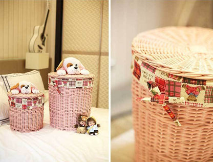 Panier à Linge en Osier  Rose Milo