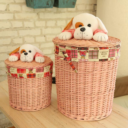 corbeilles à linge en osier rose