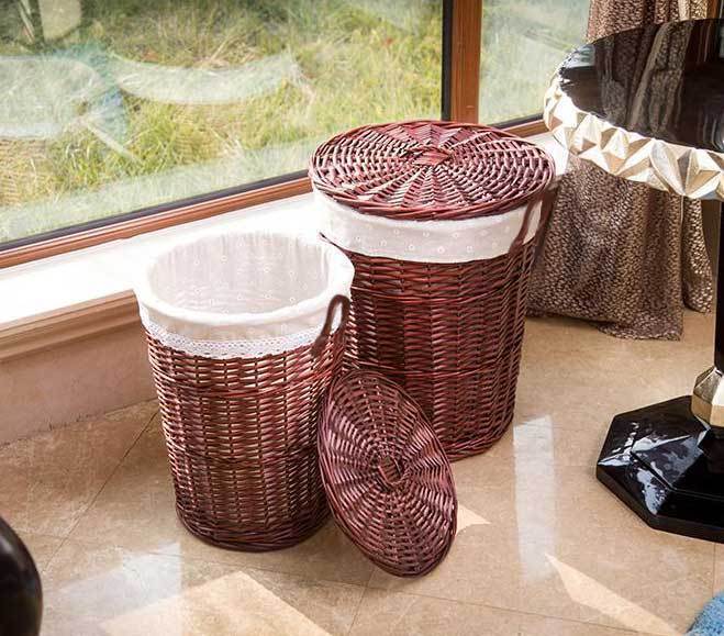 Panière de Linge en Osier Rouge
