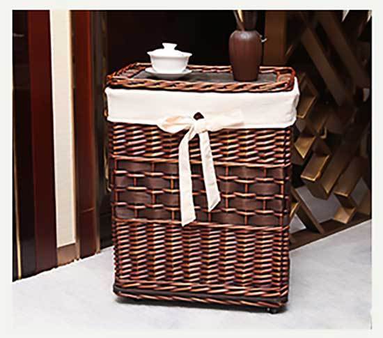 Panier à Linge en Osier à Roulettes Delecta