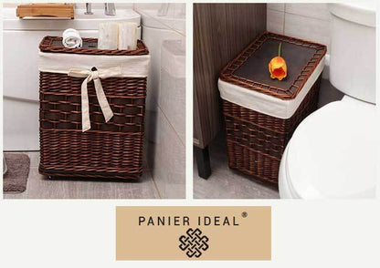 Panier à Linge en Osier à Roulettes Delecta
