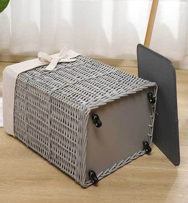 Panier à Linge en Osier sur Roulettes Opéra
