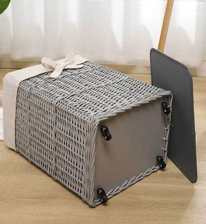 Panier à Linge en Osier sur Roulettes Opéra