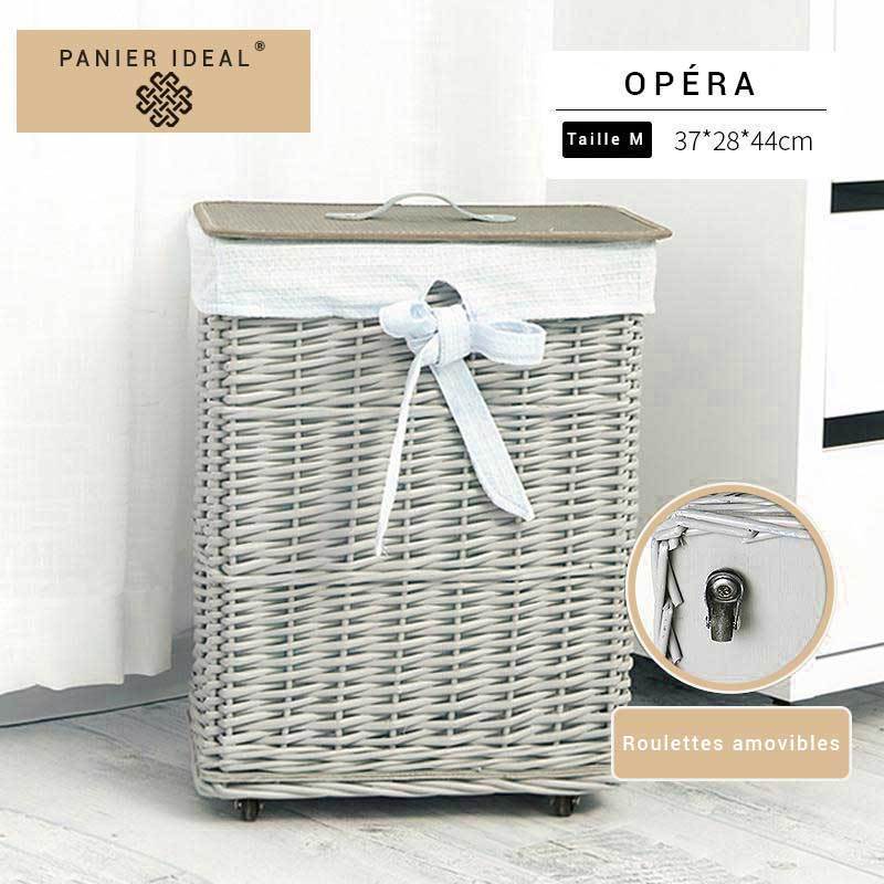 corbeille à Linge en Osier sur Roulettes
