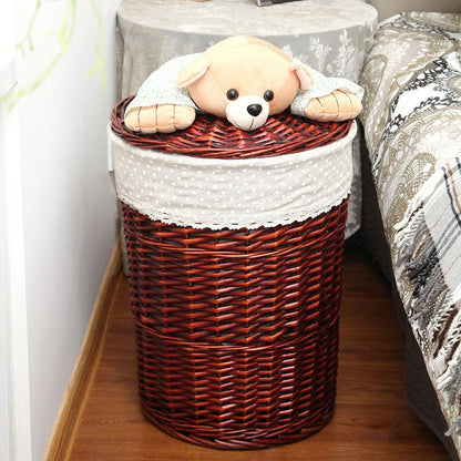 Panier à Linge Rotin Couvercle ourson