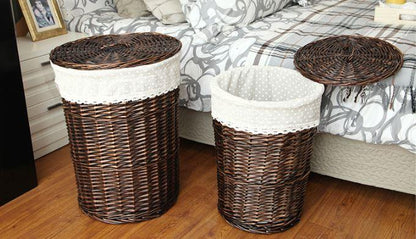 Panier à Linge en Rotin Brun Vintage