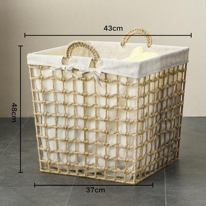 Panier à Linge en Rotin Carré Scandinave