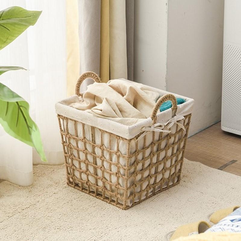 Panier à Linge en Rotin Carré Scandinave