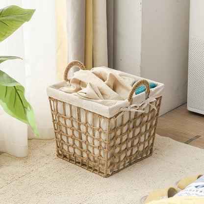 Panier à Linge en Rotin Carré Scandinave