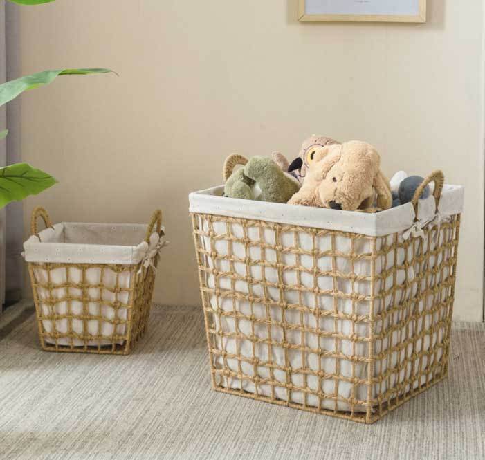 Panier à Linge en Rotin Carré Scandinave
