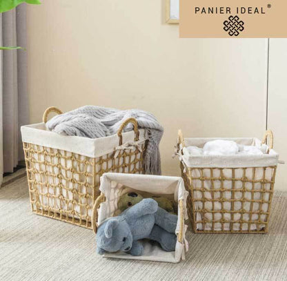 Panier à Linge en Rotin Carré Scandinave