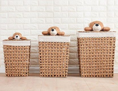 Panier à Linge en Rotin Imitation Teddy