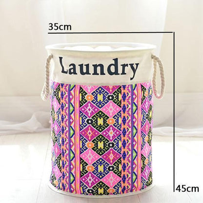 Panier à Linge en Tissu Patchwork Rose