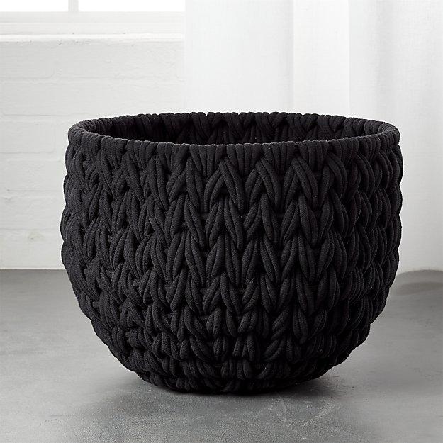 Panier à Linge Géant Design Tricoté Nexa - Noir Taille M - 