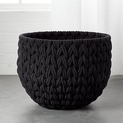 Panier à Linge Géant Design Tricoté Nexa - Noir Taille M - 