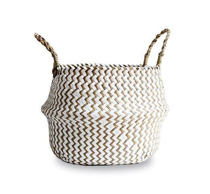 Panier à Linge Jonc de Mer Blanc