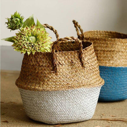 Panier à Linge Jonc de Mer Blanc Naturel