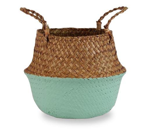Panier à Linge Jonc de Mer Bleu Pastel