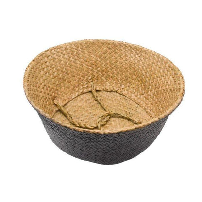 Panier à Linge Jonc de Mer Noir Tressé Main
