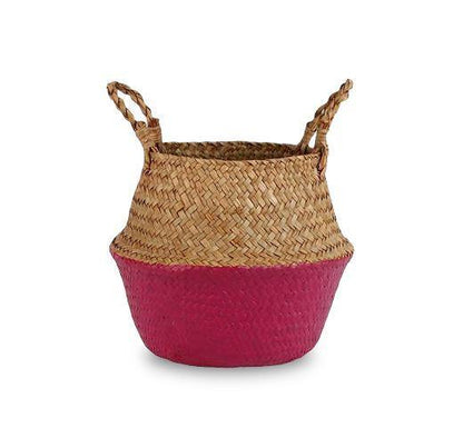 Panier à Linge Jonc de Mer Rose Fuchsia