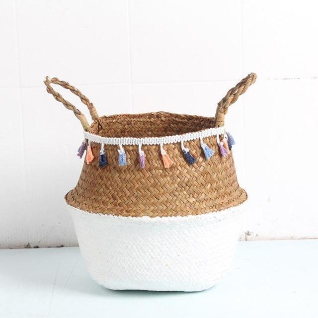 Panier à Linge Jonc de Mer Thailandais Blanc