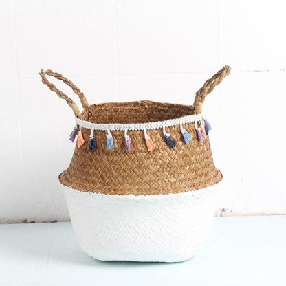 Panier à Linge Jonc de Mer Thailandais Blanc