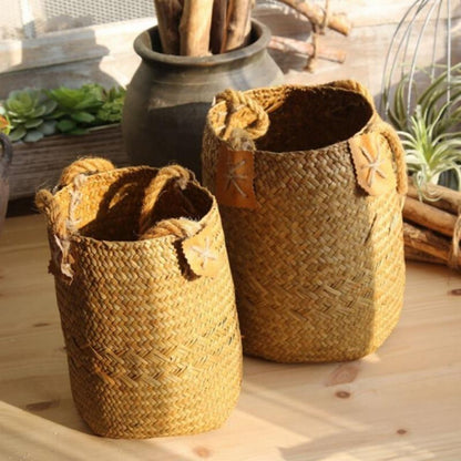 Panier à Linge Jonc de Mer Tressé à la main