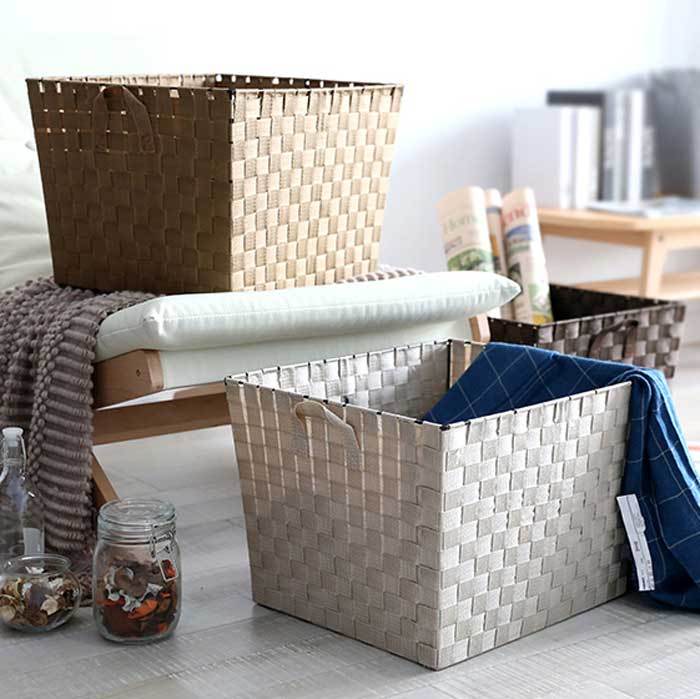 Panier à Linge Nylon Tressé Beige