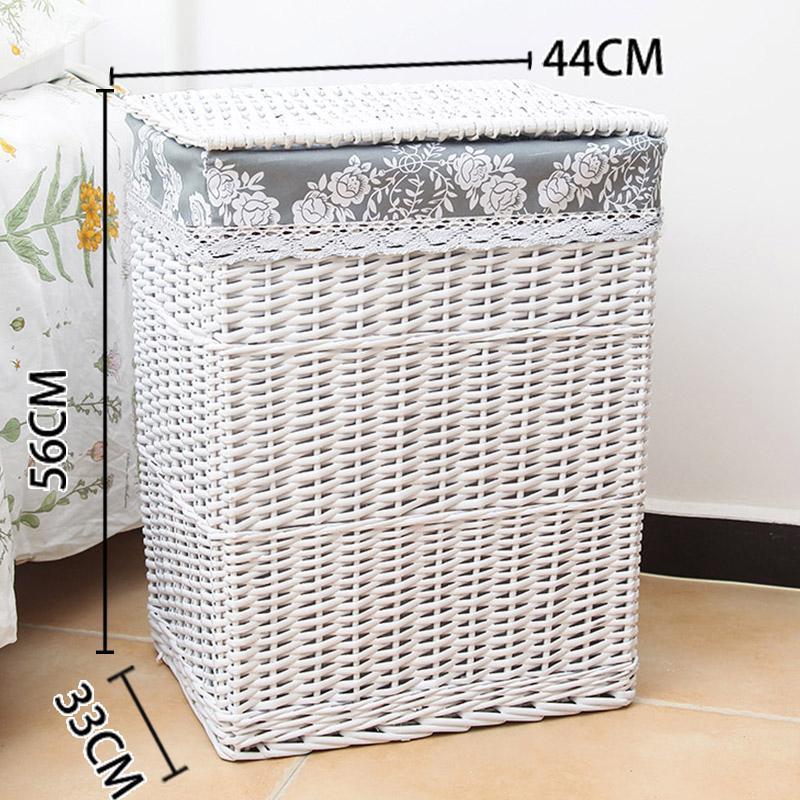 Panier à Linge Osier Blanc Lin Gris