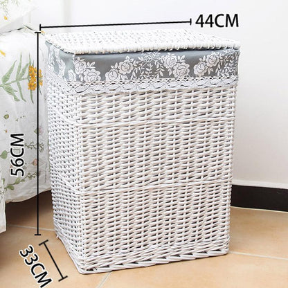 Panier à Linge Osier Blanc Lin Gris