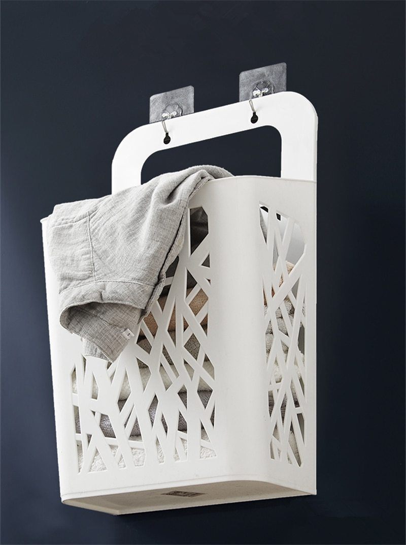Panier à Linge Plastique Blanc Suspendu