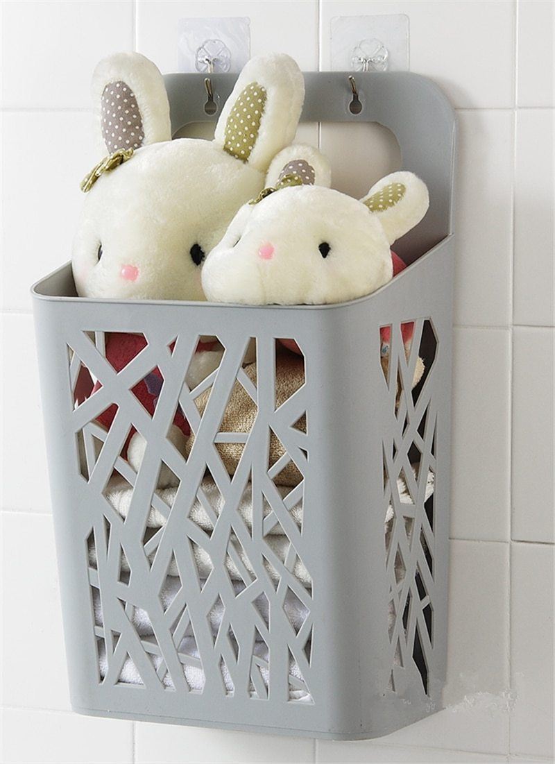 Panier à Linge Plastique Gris Suspendu